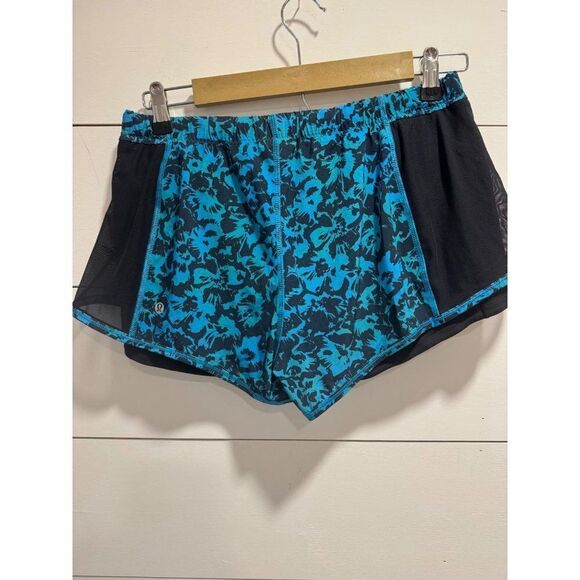 Lululemon Meshed Up Lined Shorts Blue Yoga Running Gym Sz 8 - Picture 4 of 7